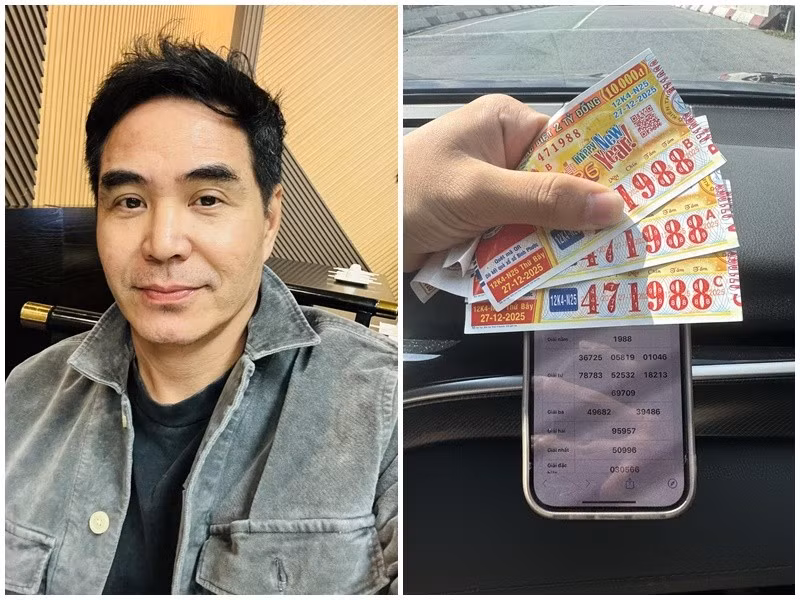 Trên trang cá nhân, Trung Dũng chia sẻ niềm vui trúng số. "Sau bao nhiêu năm 'vất vả' mua vé số. Dò đúng ngày 1/1. Trúng 3 tờ mỗi tờ 1 triệu. Vui như trúng số", anh viết.