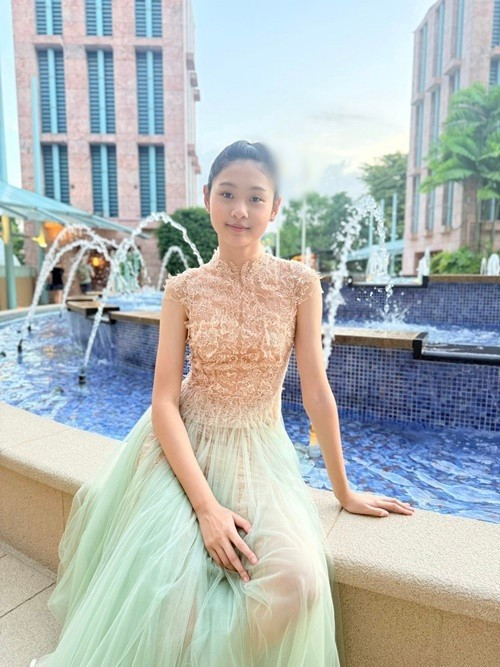 Cô nhóc mang hai dòng máu Việt Nam – Trung Quốc, sở hữu gương mặt trong trẻo, đường nét hài hòa.