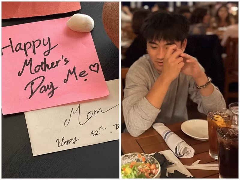 Kim Hiền khoe con trai thường viết thư tay, tặng hoa cho mẹ. Ảnh: FB Kim Hiền.