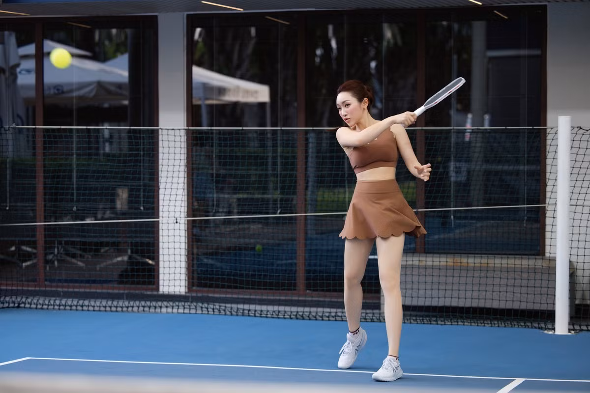 Lý Thùy Chang - vợ diễn viên Chi Bảo thường xuyên cập nhật hình ảnh tập luyện pickleball. Ảnh: FB Lý Thùy Chang.