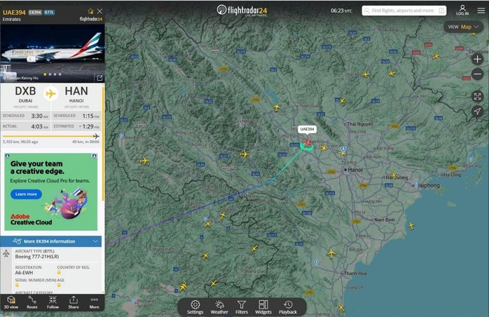Hình ảnh nhiều chuyến bay vòng chờ tại sân bay Nội Bài trưa ngày 17-9. Ảnh: VATM