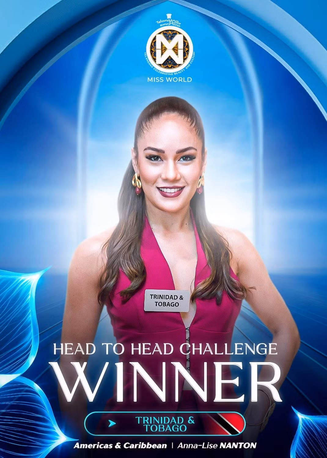 Anna-Lise Nanton - đại diện Trinidad &amp; Tobago vào thẳng top 40 Miss World 2025. Cô là thí sinh giành chiến thắng ở khu vực Châu Mỹ - Vùng Caribe trong phần thi Thử thách đối đầu. Ảnh: Miss World.