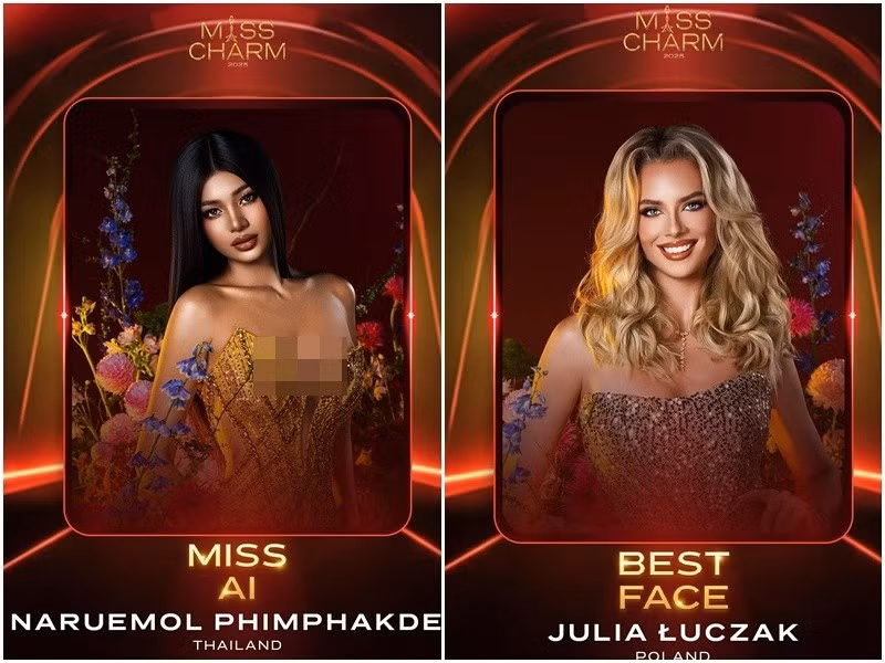 Ban tổ chức Miss Charm 2025 còn trao các giải phụ. Đại diện Thái Lan giành giải Người đẹp AI. Mỹ nhân Ba Lan đoạt giải Thí sinh có gương mặt đẹp nhất. Ảnh: Miss Charm.