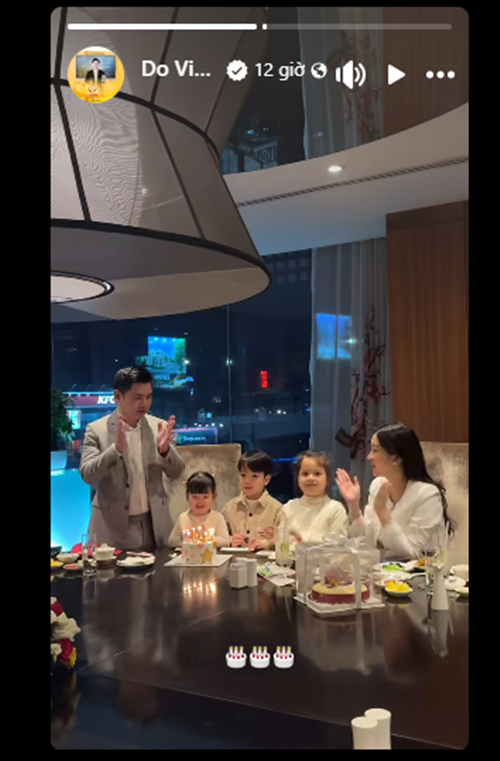 Doanh nhân Đỗ Vinh Quang vừa có bữa tiệc sinh nhật ấm cúng bên Hoa hậu Đỗ Mỹ Linh, con gái và các thành viên trong gia đình. Ảnh: FB Đỗ Vinh Quang.