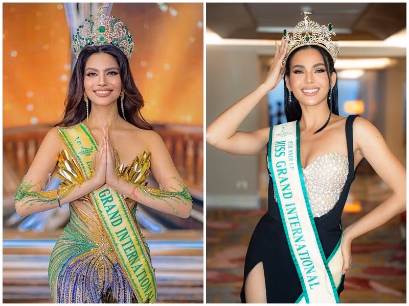 Sự việc Rachel Gupta (trái) tố ban tổ chức Miss Grand International - Hoa hậu Hòa bình Quốc tế đang gây xôn xao dư luận. Mỹ nhân Ấn Độ cho biết, cô bị ép bán hàng sau khi đăng quang cuộc thi năm 2024. Ngoài ra, Rachel cho biết, sau 1 tháng được trợ cấp, cô phải tự chi trả tiền sinh hoạt khi tham gia các hoạt động với vai trò đương kim Hoa hậu Hòa bình Quốc tế. Rachel còn tuyên bố trả vương miện. Phía ban tổ chức Hoa hậu Hòa bình Quốc tế quyết định thu hồi danh hiệu của Rachel. Nhiều người cho rằng cô gái thế ngôi Rachel là Christine Juliane Opiaza (phải). Ảnh: Instagram Rachel Gupta, Christine Juliane Opiaza.
