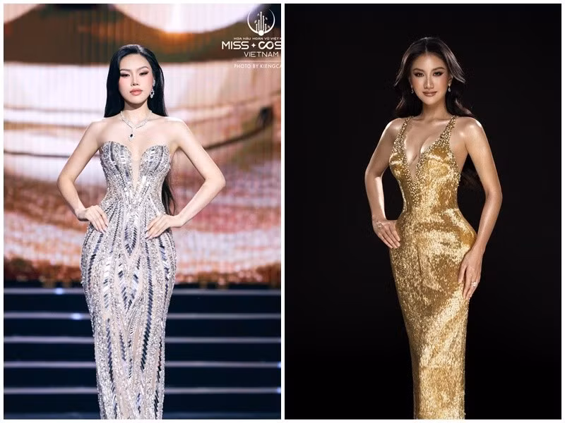 Các thí sinh được đánh giá trước chung kết Hoa hậu Hoàn vũ Việt Nam 2025 (dự kiến diễn ra vào ngày 21/6) còn gồm Lê Kim Quế Đan, Nguyễn Hoàng Phương Linh (phải), Đỗ Cẩm Ly (trái), Nguyễn Lê Hà Phương. Ảnh: FB Cẩm Ly, Phương Linh.