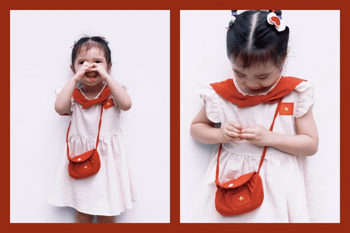 Bé Misumi - con gái Bảo Anh diện trang phục in lá cờ đỏ sao vàng. Ảnh: FB Bảo Anh.