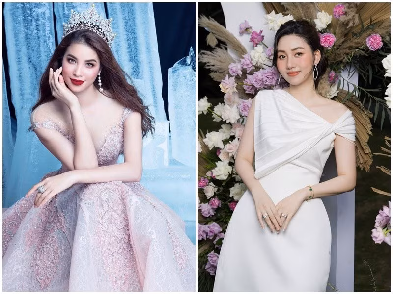 Trong khi Trà My đẹp nền nã, Phạm Hương ngày càng sắc sảo. Ảnh: Instagram Phạm Hương, FB Trà My.