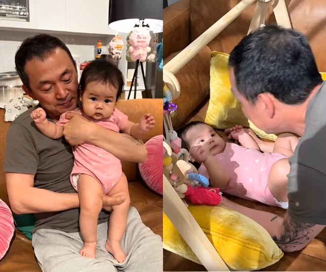 Trên trang cá nhân, nam nhạc sĩ khoe nhiều clip, hình ảnh bên cháu ngoại. Ảnh: Người Đưa Tin.