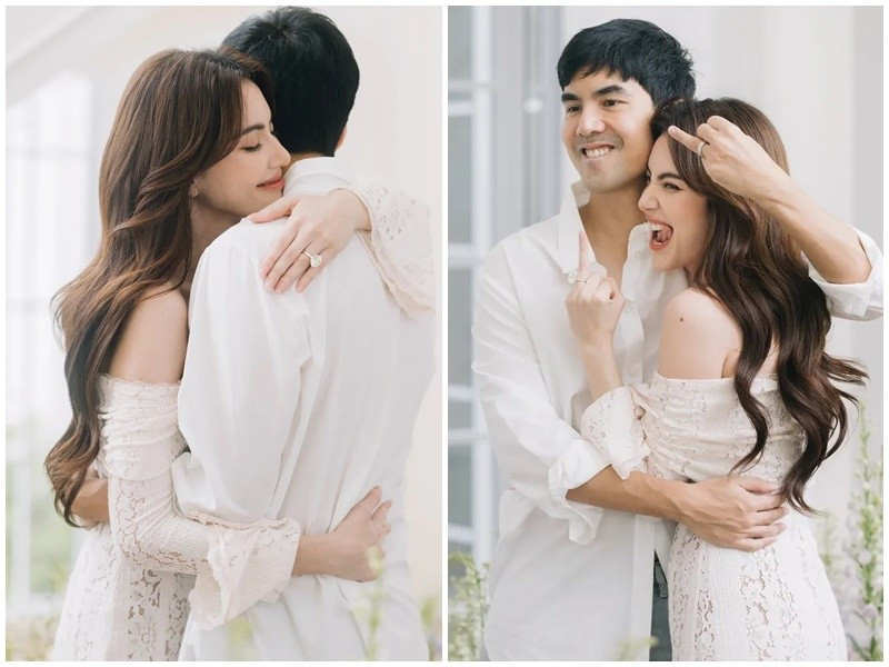 Mai Davika nhận lời cầu hôn của Ter Chantavit sau 7 năm hẹn hò. Ảnh: Instagram Mai Davika.
