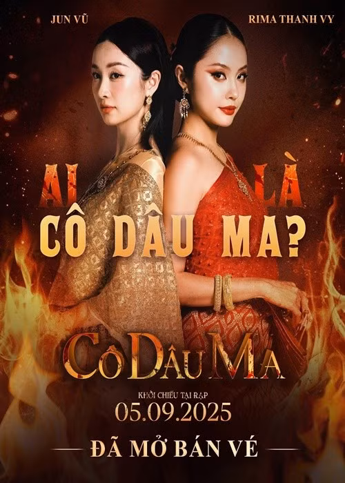 Trong phim Cô dâu ma vừa ra rạp, Rima Thanh Vy đóng vai nữ chính Yến - một cô gái Việt làm dâu trong một gia đình thượng lưu ở Thái Lan, còn Jun Vũ (trái) có tạo hình bí ẩn. Ảnh: FB Rima Thanh Vy.