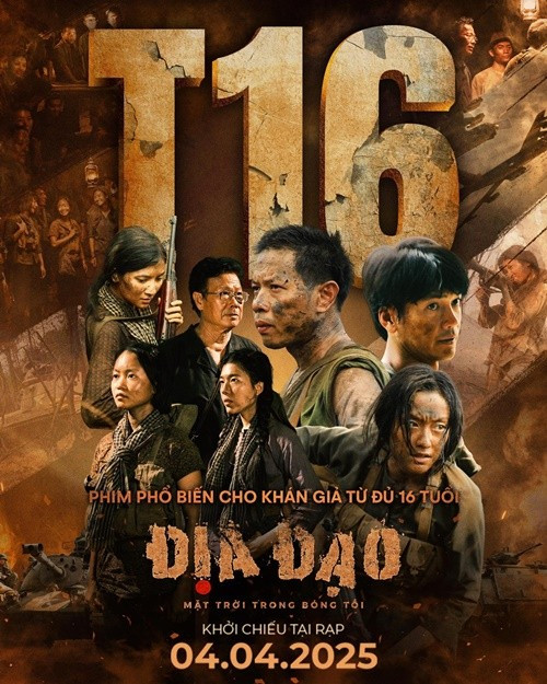 Phim Địa đạo: Mặt trời trong bóng tối ra rạp vào tháng 4/2025. Tác phẩm này có doanh thu 172 tỷ đồng. Ảnh: Dân Việt.