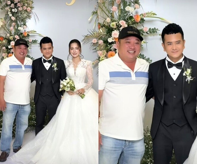 Trong những năm qua, Hùng Thuận giữ mối quan hệ tốt đẹp với Phùng Ngọc - người đóng vai Cò trong Đất phương Nam. Hồi tháng 7/2025, Phùng Ngọc đến dự đám cưới của Hùng Thuận và Tuệ Tâm. Ảnh: Người Đưa Tin.