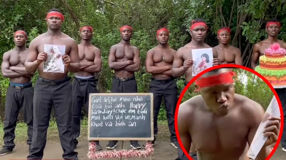 Cô gái thuê 10 anh châu Phi cao to chúc mừng sinh nhật bạn