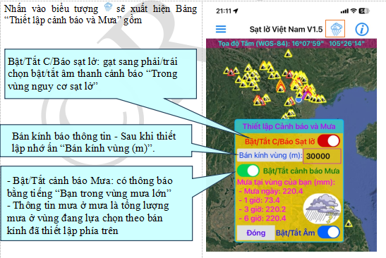 Một số hình ảnh về app Sạt lở Việt Nam. Ảnh: NVCC. sat-lo-viet-nam-5.png