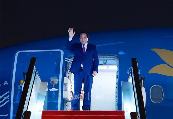 Thủ tướng Phạm Minh Chính đến Thiên Tân, bắt đầu chuyến tham dự Hội nghị Thượng đỉnh Tổ chức Hợp tác Thượng Hải (SCO) 2025. Ảnh: Dương Giang/TTXVN