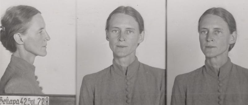Hình chụp phạm nhân Mildred Harnack trong hồ sơ của mật vụ Đức Gestapo. Ảnh: Times of Israel.