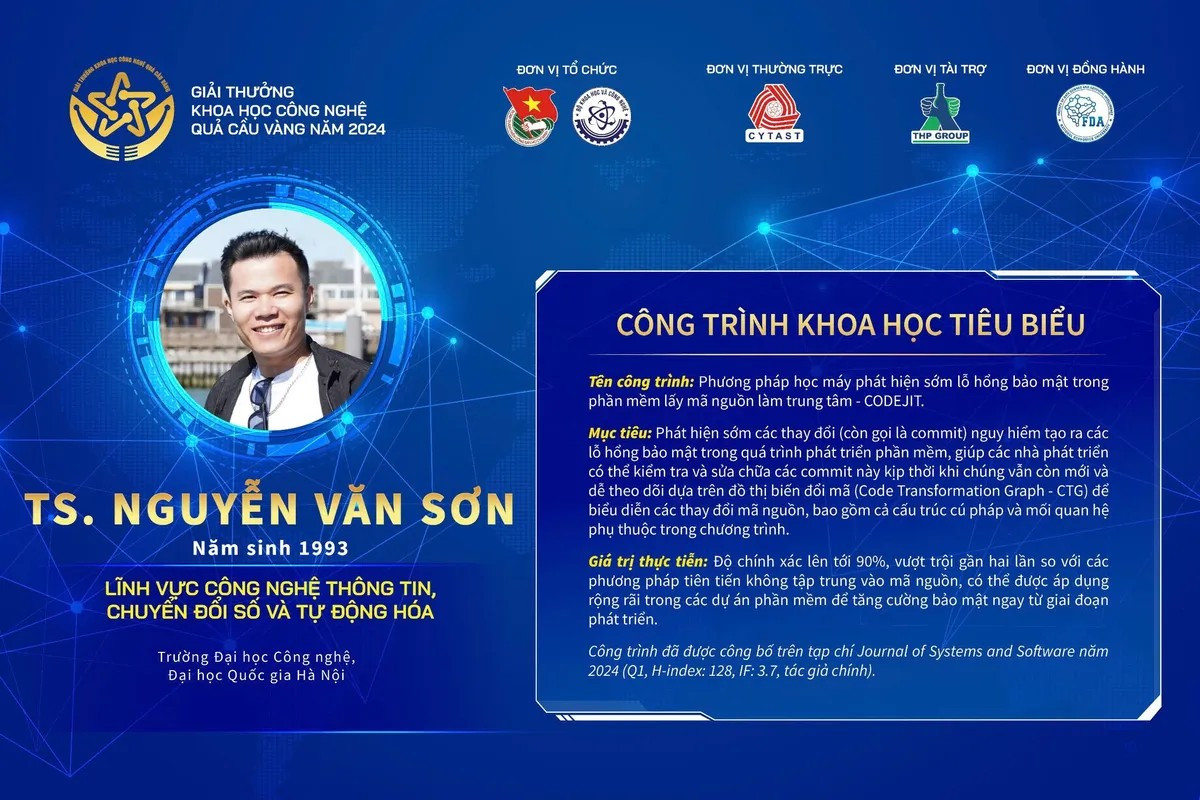 Công trình của TS Nguyễn Văn Sơn được vinh danh Quả cầu vàng. Ảnh: UET. ts-son-5.png