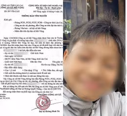 Công an xã Mỏ Vàng phát thông báo tìm kiếm cháu A.