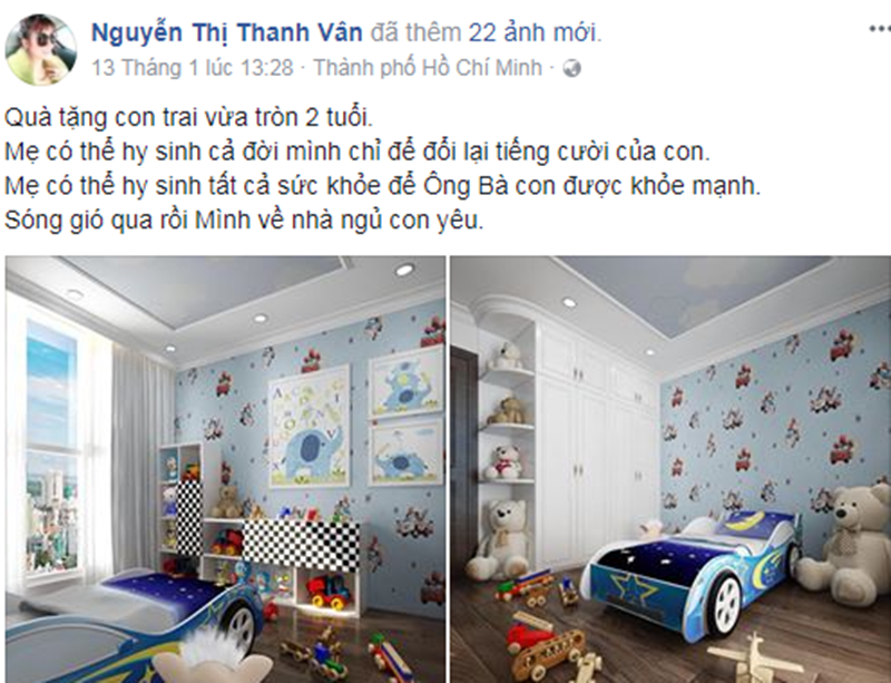 Tháng 1/2018, Phi Thanh Vân tậu căn hộ tặng con trai 2 tuổi. Ảnh: VTV.