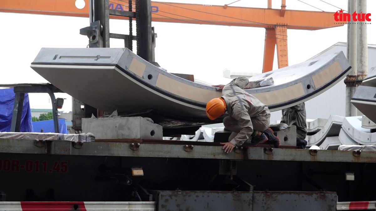 Quy trình vận chuyển vỏ hầm trên quãng đường 71 km (từ Hà Nam về Ga S9 Kim Mã-Hà Nội) gồm 5 giai đoạn.