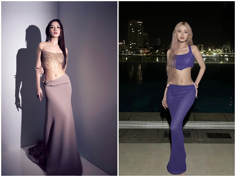 Chi Pu và Xoài Non đều sở hữu vóc dáng thon gọn. Ảnh: FB Xoài Non, Chi Pu.