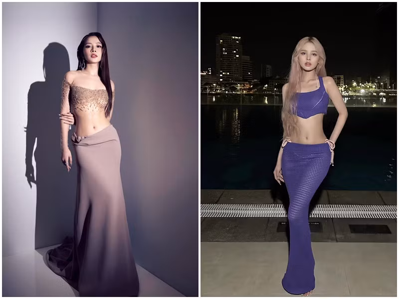 Chi Pu và Xoài Non đều sở hữu vóc dáng thon gọn. Ảnh: FB Xoài Non, Chi Pu.