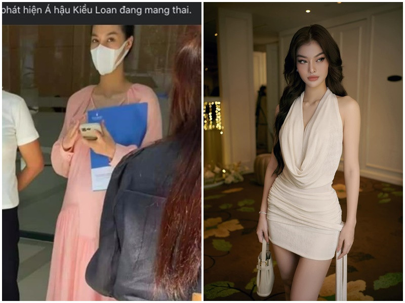 Mới đây, cư dân mạng lan truyền hình ảnh được cho là của Á hậu Kiều Loan xuất hiện ở khu vực phòng khám thai sản, vòng hai lùm lùm. Ảnh: Dân Việt, FB Kiều Loan.