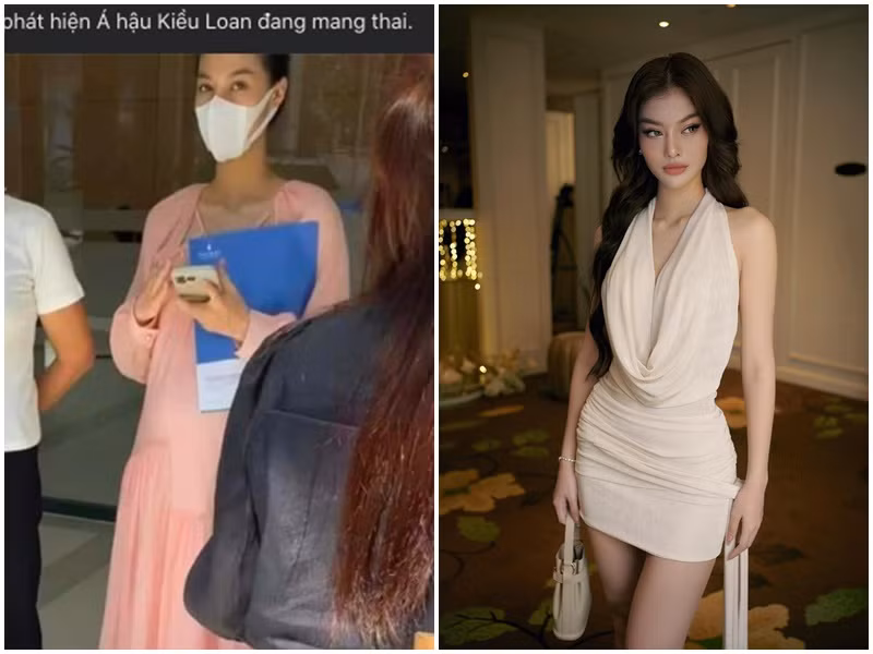 Mới đây, cư dân mạng lan truyền hình ảnh được cho là của Á hậu Kiều Loan xuất hiện ở khu vực phòng khám thai sản, vòng hai lùm lùm. Ảnh: Dân Việt, FB Kiều Loan.