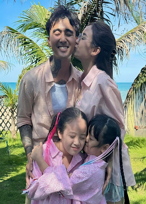 Đạt G coi các con của Bảo Ngọc như con ruột. Ảnh: FB Bảo Ngọc.