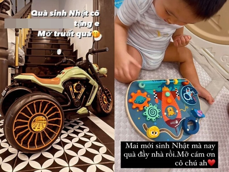 Bé Mỡ nhận rất nhiều quà sinh nhật. Ảnh: FB Minh Hằng.
