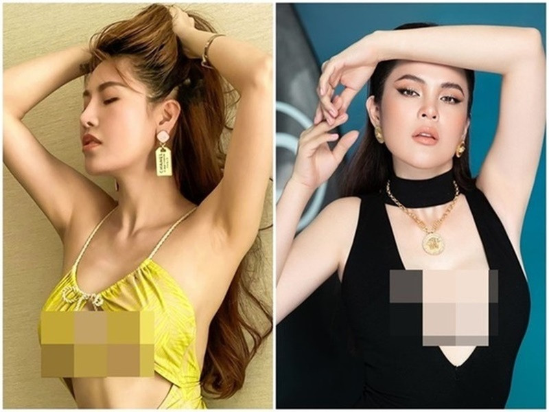 Ngoài Kim Sơn, Phương Lê từng “khẩu chiến” với Quế Vân. Cụ thể, tháng 10/2021, sau khi Quế Vân nặng lời với Hồ Văn Cường và mẹ đẻ của nam ca sĩ, Phương Lê chỉ trích Quế Vân. Bị Phương Lê mắng, Quế Vân đáp trả rằng, không biết Phương Lê là ai. Sau đó, Phương Lê "cà khịa" Quế Vân không tên tuổi, sửa mặt nhưng không sửa nết. Ảnh: FB Phương Lê, Quế Vân.