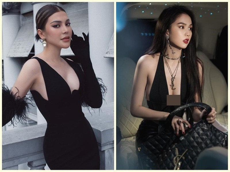 Năm 2021, Ngọc Trinh và Lily Chen (trái) đá xéo lẫn nhau. “Nghe đồn, nữ hoàng nội y quấn xèo nẹo người đáng em mình tuyên bố Lily Chen không có cửa với chị. Chị nghĩ mình là ai vậy? Là vedette xứ Trà Vinh hả chị? Em không giỏi như chị cướp chồng hết người này đến người khác", Lily Chen cho biết. Ngọc Trinh đáp trả Lily Chen: “Tất cả mọi người đều ghê sợ, nó lại tưởng bản thân rất vĩ đại”. Sau màn "cà khịa" Ngọc Trinh, Lily Chen tung loạt ảnh bị hành hung, ám chỉ có người hãm hại. Sau đó, ồn ào lắng xuống khi Lily Chen phủ nhận chung bạn trai với Ngọc Trinh. Ảnh: FB Ngọc Trinh, Lily Chen.