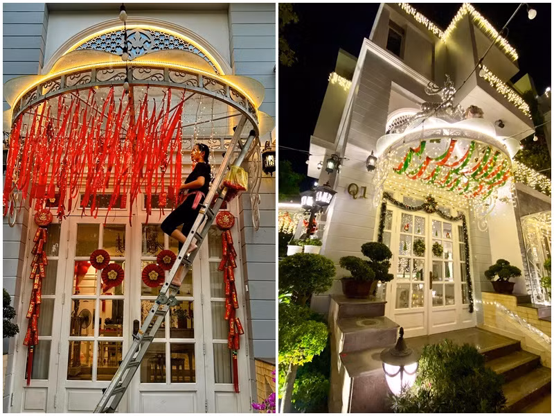 Vợ chồng Thúy Hạnh thường tự tay trang hoàng nhà cửa mỗi dịp lễ Tết.