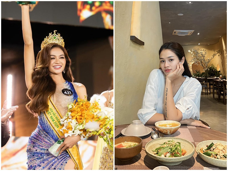 Á hậu 2 Miss Grand Vietnam 2024 Vũ Thị Thu Hiền gây thương nhớ bởi vẻ ngoài ngọt ngào ở đời thường, trên sân khấu cô được đánh giá có vẻ đẹp sắc sảo, cá tính. Ảnh: FB Thu Hiền, Fanpage Miss Grand Vietnam.