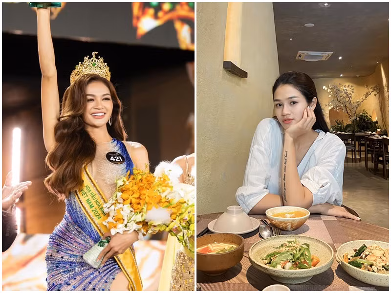 Á hậu 2 Miss Grand Vietnam 2024 Vũ Thị Thu Hiền gây thương nhớ bởi vẻ ngoài ngọt ngào ở đời thường, trên sân khấu cô được đánh giá có vẻ đẹp sắc sảo, cá tính. Ảnh: FB Thu Hiền, Fanpage Miss Grand Vietnam.