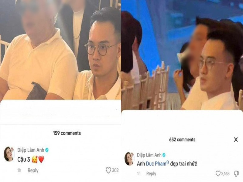 Mới đây, Diệp Lâm Anh bị cư dân mạng soi để lại các bình luận: “Đức Phạm đẹp trai nhất”, “Cậu ba”, nhạc hay" dưới các video ghi lại hình ảnh Đức Phạm tham gia một sự kiện. Ảnh: Phụ Nữ Pháp Luật.