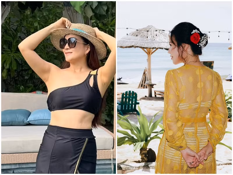 Anh Thơ và Ngọc Tiền đều sở hữu vóc dáng thon gọn dù từng sinh nở. Ảnh: FB Ngọc Tiền, Anh Thơ.