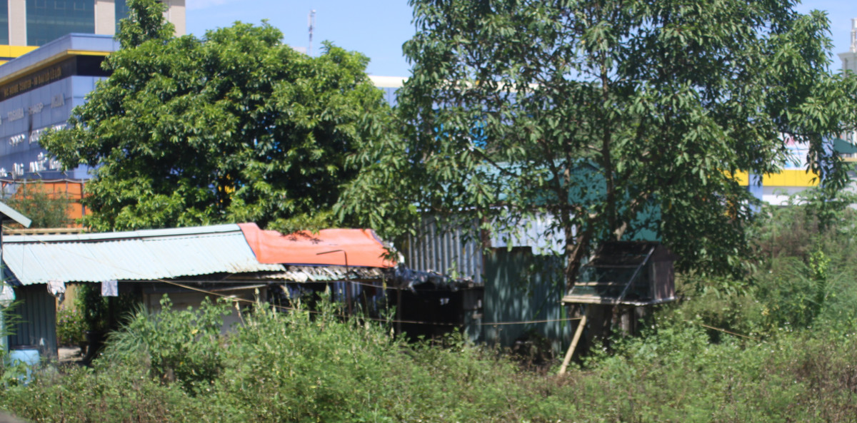 Phía trong dự án, một vài ngôi nhà tôn được dựng lên tạm bợ nhưng không rõ có người ở hay không.