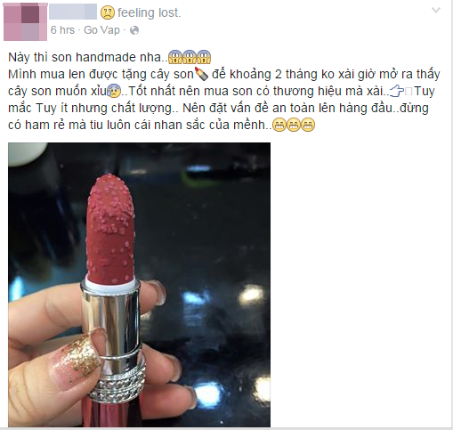 Một phản hồi về son handmade cùng lời cảnh báo: "Đặt vấn đề an toàn lên hàng đầu và đừng ham rẻ".