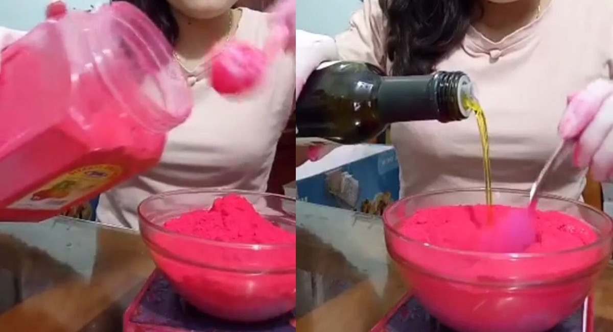 Livestream sản xuất son trên mạng xã hội khiến nhiều người giật mình về các thành phần nguyên liệu. Ảnh chụp màn hình