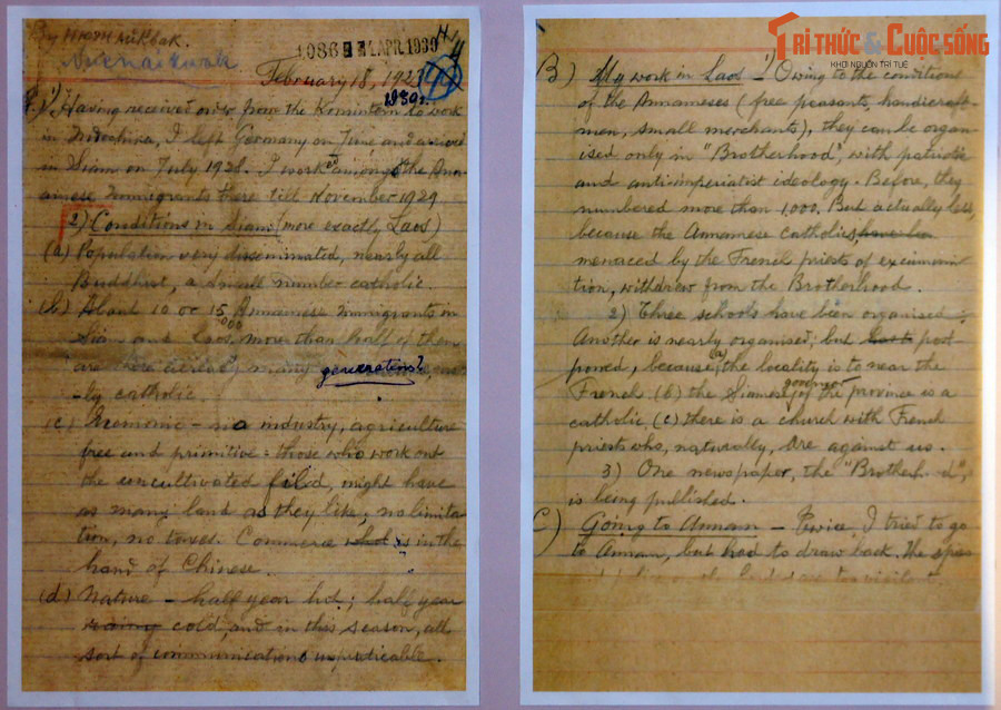 Báo cáo (bằng tiếng Anh) của lãnh tụ Nguyễn Ái Quốc gửi Quốc tế Cộng sản về sự ra đời của Đảng Cộng sản Việt Nam, 18/2/1930.