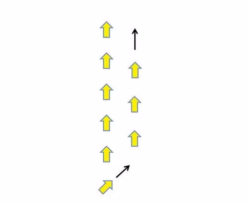 Kết thúc nội dung diễn tập an ninh hàng hải, các tàu lại cơ động thành một hàng dọc theo vị trí quy định để chào nhau, kết thúc diễn tập. Đây cũng là một yêu cầu khó, đòi hỏi các tàu phải giữ đúng đội hình cũng như tốc độ và khoảng cách để đảm bảo an toàn và có đội hình đẹp. Tàu đi cuối cùng sau đó sẽ vượt lên mạn phải tàu đi trước để chào và các tàu làm tương tự theo hình thức cuốn chiếu.