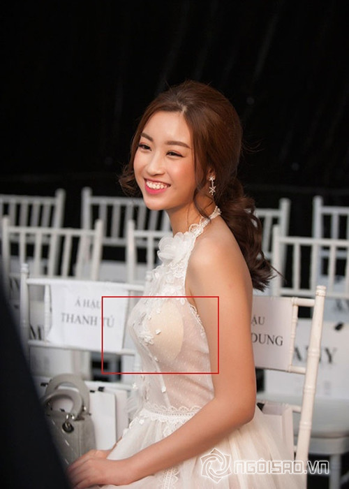 Miếng độn ngực bị lộ rõ khiến Hoa hậu Việt Nam 2016 mất điểm. Ảnh: Ngôi sao