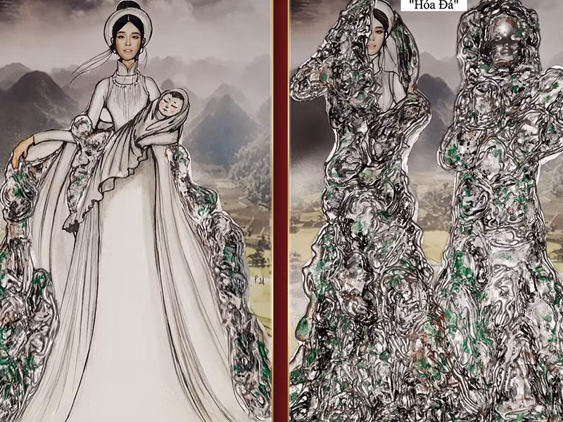 Trong khi đó, cũng lọt top 9, “Tô thị” của Phạm Phước Điền lấy ý tưởng từ câu chuyện nàng Tô Thị hóa đá chờ chồng in sâu trong tâm thức người Việt suốt bao thế hệ. Điểm nhấn của bài thi này chính là phần “hóa đá” sẽ tạo hiệu ứng trên sân khấu khi trình diễn.