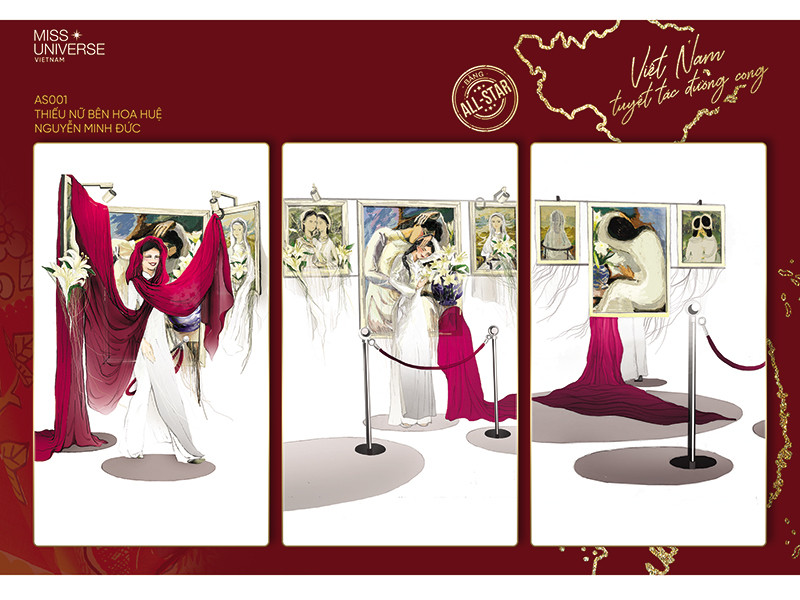 Được ban tổ chức cứu vào top 9, “Thiếu nữ bên hoa huệ” (Trần Nguyễn Minh Đức) lấy ý tưởng bức tranh cùng tên của họa sĩ Tô Ngọc Vân. Được biết, Minh Đức chính là chủ nhân của trang phục “Cafe phin sữa đá” cùng Hoàng Thùy chinh chiến tại Miss Universe 2019.