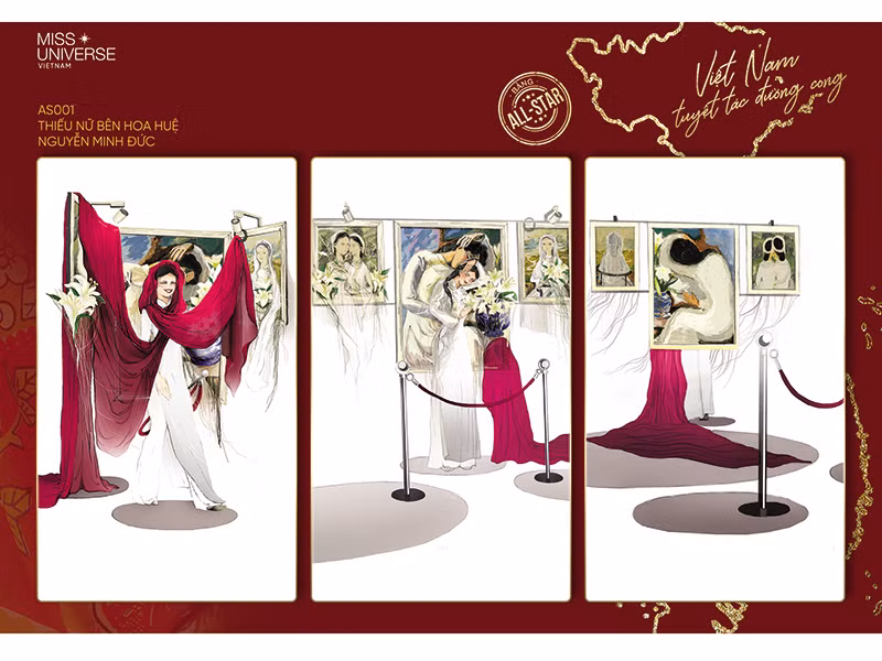 Được ban tổ chức cứu vào top 9, “Thiếu nữ bên hoa huệ” (Trần Nguyễn Minh Đức) lấy ý tưởng bức tranh cùng tên của họa sĩ Tô Ngọc Vân. Được biết, Minh Đức chính là chủ nhân của trang phục “Cafe phin sữa đá” cùng Hoàng Thùy chinh chiến tại Miss Universe 2019.