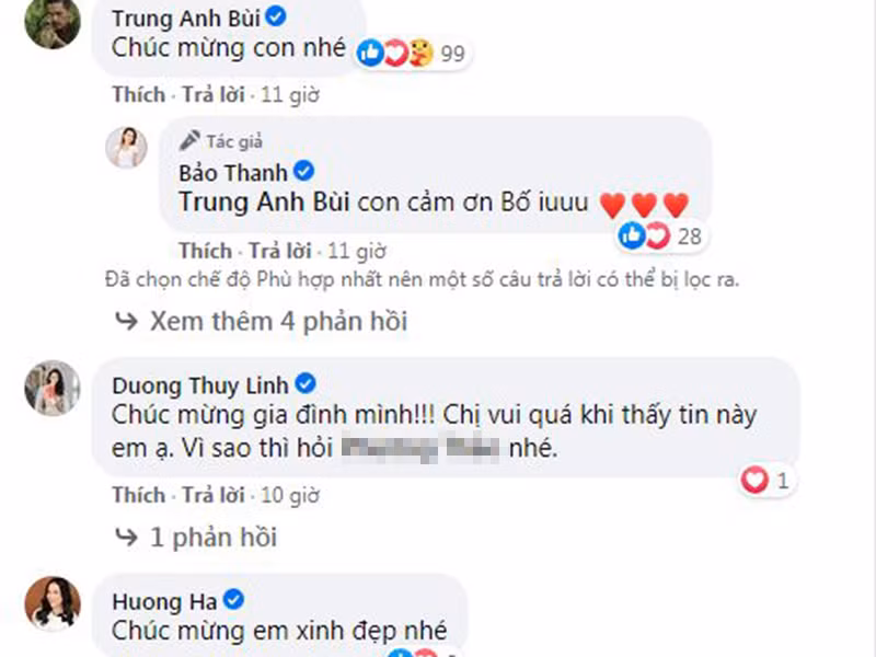 Đông đảo nghệ sĩ gửi lời chúc mừng Bảo Thanh mang bầu lần 2.