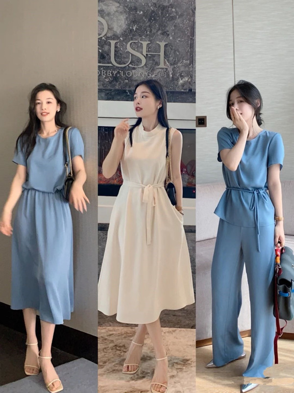 Bạn có thể cân nhắc quần áo tông màu xanh vào mùa hè. Tông màu xanh có ưu điểm mang lại cảm giác nhẹ nhàng, trí thức và tôn da. Sẽ rất tuyệt vời nếu bạn chọn những chiếc váy màu xanh ngắn tay, thiết kế vừa đơn giản vừa tạo cảm giác thoải mái.