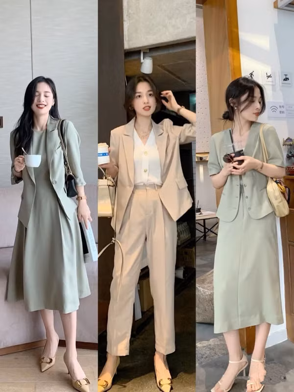 Lựa chọn vest ngắn. Áo vest được xem là một trong những “đặc sản” của dân công sở. Để vẻ ngoài không còn cứng nhắc, chị em nên chọn những bộ vest ngắn có chất liệu mỏng nhẹ, màu sáng. Ngoài cách kết hợp với quần, bạn có thể phối cùng váy xòe hoặc chân váy đồng màu.